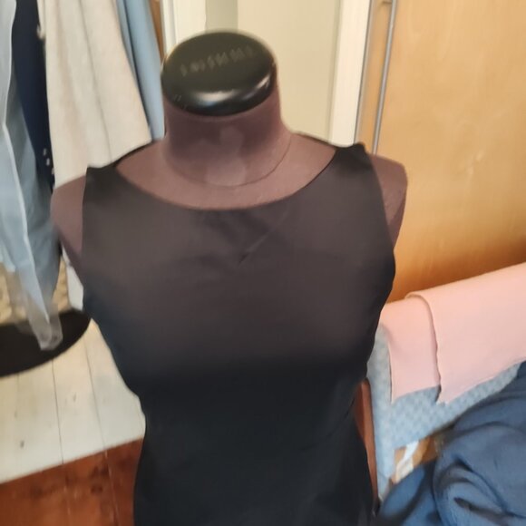 Teenflo Little Black Dress Boat Neck Satin Sheath Sz 8 Made in Canada - Picture 3 of 10